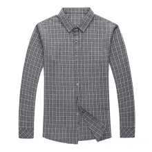 Men Fashion Shirts Cotton Checked Slim Casual Shirt